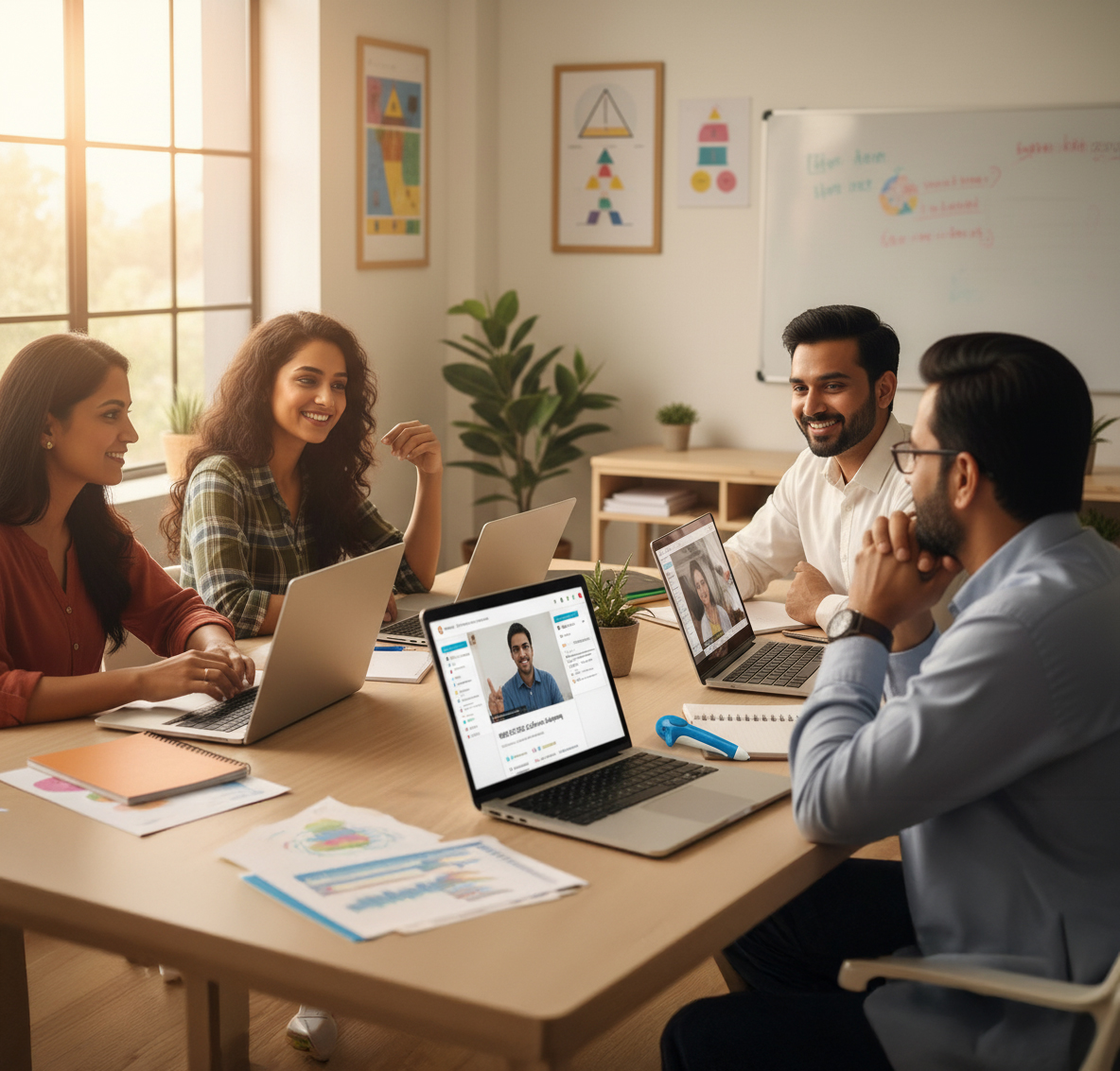 A team discussing preschool partnership